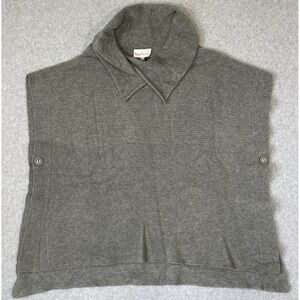 Belle France Poncho Sweater Wrap Women Size L / XL Gray‎ Green Super Soft Cozy